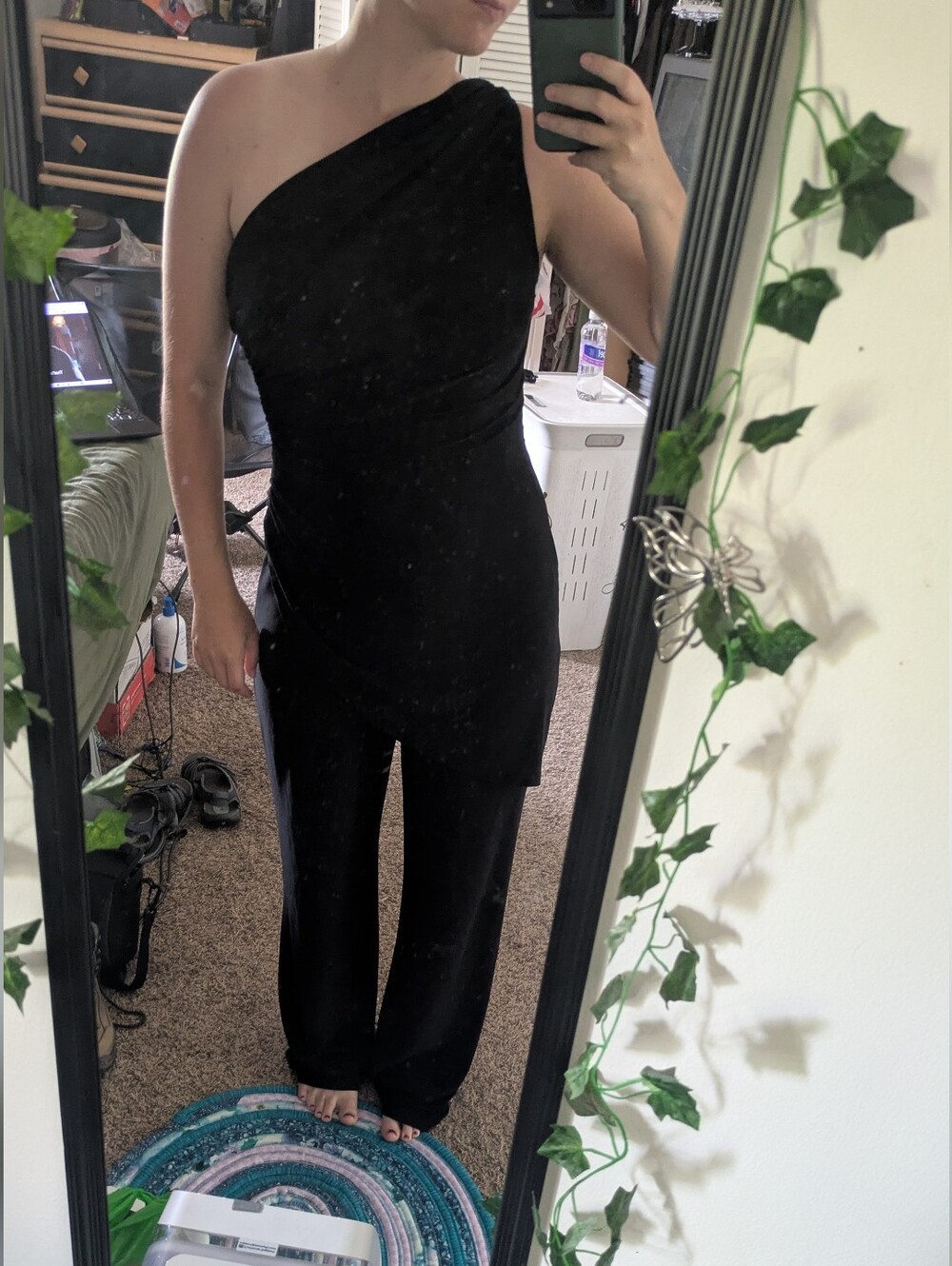Ralph Lauren Black One-Shoulder Wide-Leg Jumpsuit